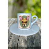Chihauhau Köpek Baskılı Türk Kahvesi Fincanı Tabaklı Kişiye Özel Model 1