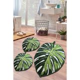Chilai Home 3'lü Set Banyo Halısı Yeşil Renkli Kaymaz Taban ve Yumuşak Dokulu Polyester Malzeme