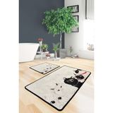 Chilai Home Angry Cats 2'li Set Banyo Halısı Yıkanabilir, Kaymaz Taban Djtbanyo - Renkli - 5049