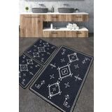 Chilai Home Antiguo Füme Banyo Halısı Djt 3lü Set Banyo Halısı Paspas Yıkanabilir Kaymaz