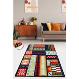 Chilai Home Asimetrik Colorful Dekoratif, Kaymaz Taban, Antibakteriyel, Yıkanabilir Halı, 100 x 200