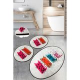 Chilai Home Baby Cats Djt 3'lü Set Paspas Kaymaz Taban Yıkanabilir Banyo Halısı Klozet Takımı