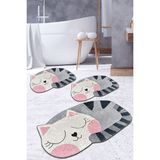 Chilai Home Big Cat 3'lü Set Banyo Halısı Kaymaz Taban Canlı Renkli Desen 60x100 cm 50x60 cm 50x60 cm