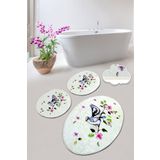 Chilai Home Bırd Nest 3'lü Set Paspas Yıkanabilir Kaymaz Taban Banyo Halısı Klozet Takımı