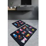 Chilai Home Black Cats 2'li Set Banyo Halısı, Paspas