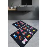 Chilai Home Black Cats Djt 2li Set Banyo Halısı, Paspas