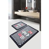 Chilai Home Black Happy House Djt 2'li Set Banyo Halısı Paspas Seti
