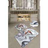 Chilai Home Blur 2li Set Banyo Halısı Paspas Yıkanabilir Kaymaz Taban Klozet Takımı