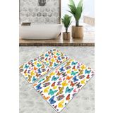 Chilai Home Butterfly Valley Djt 3'lü Set Banyo Paspası Kaymaz Tabanlı Banyo Halısı Klozet Takımı