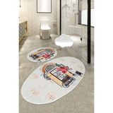 Chilai Home Cafe 2'li Set Banyo Halısı Paspas Seti, Klozet Takımı Djtbanyo - Renkli - 4034
