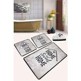 Chilai Home Casa Djt 3lü Set Banyo Halısı Paspas Kaymaz Taban Yıkanabilir Klozet Takımı