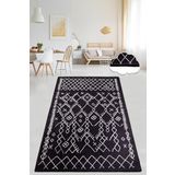 Chilai Home Chart Black Sıyah Dekoratif Özel Tasarım Modern Yıkanabilir Kaymaz Taban Halı, 80 x 150
