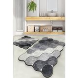 Chilai Home Circle Gri 2'li Set Banyo Halısı Yıkanabilir Kaymaz Taban Paspas Klozet Takımı