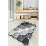 Chilai Home Circle Gri 70x120 Cm Banyo Halısı Yıkanabilir Kaymaz Taban Paspas Klozet Takımı