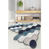 Chilai Home Circle Yeşil 2li Set Banyo Halısı Djtyıkanabilir Kaymaz Taban Paspas Klozet Takımı