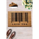 Chilai Home Coco Love Barcode Doğal Koko Paspas,kıl Kapı Önü Paspası - 40 x 60 cm - Renkli
