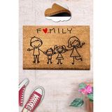 Chilai Home Coco Nuclear Family Doğal Koko Paspas,40x60 Cm Kıl Kapı Önü Paspası - 40 x 60 cm - Renkli