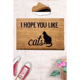Chilai Home Coco You Like Cats Doğal Koko Paspas,40x60 Cm Kıl Kapı Önü Paspası