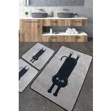 Chilai Home Comfort Gri Banyo Halısı Djt 3lü Set Banyo Halısı Paspas Yıkanabilir Kaymaz