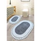 Chilai Home Elexus Gri %100 Pamuklu 2li Banyo Paspas Seti Renkli Desenli Yumuşak Dokulu