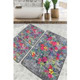 Chilai Home Etova Banyo Halısı Djt 3lü Set Banyo Halısı Paspas Yıkanabilir Kaymaz