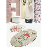 Chilai Home Fıncan 2'li Set Banyo Halısı Paspas Seti, Klozet Takımı Djtbanyo - Renkli - 4097