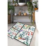 Chilai Home Green In Flower Djt 3'lü Set Banyo Halısı