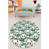 Chilai Home Green Panda Cap Djt Modern Tasarım Yıkanabilir Kaymaz Taban 140x140 cm Halı