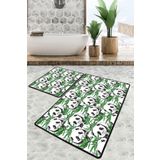 Chilai Home Green Panda Djt 2'li Set Banyo Paspası Kaymaz Tabanlı Banyo Halısı Klozet Takımı