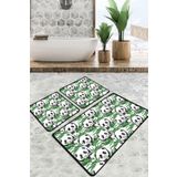 Chilai Home Green Panda Djt 3'lü Set Banyo Paspası Kaymaz Tabanlı Banyo Halısı Klozet Takımı