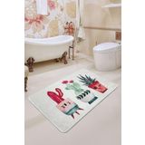 Chilai Home Happy Cactus Djt Ekru 70x120 cm Kaymaz Yıkanabilir Banyo HalısI