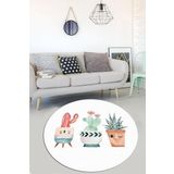 Chilai Home Happy Cactus Djt Ekru Çap Kaymaz Taban Yıkanabilir 140x140 cm Halı