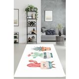 Chilai Home Happy Cactus Djt Ekru Kaymaz Taban, Yıkanabilir Halı, 80 x 150