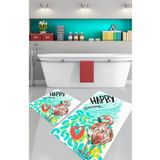 Chilai Home Happy Flamingo Colorful 2'li Set Yıkanabilir Kaymaz Taban Banyo Halısı