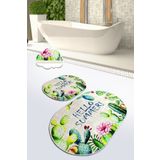 Chilai Home Hello Summer 2'li Set Paspas Yıkanabilir Kaymaz Taban Banyo Halısı Klozet Takımı
