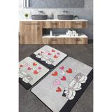 Chilai Home Kitten Banyo Halısı Djt 3lü Set Banyo Halısı Paspas Kaymaz Taban Yıkanabilir