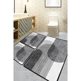 Chilai Home Lenia Gri 3'lü Set Banyo Paspası Djt Modern Desenli Kaymaz Tabanlı