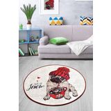 Chilai Home Let It Snow Djt Çap Dekoratif Marka Yıkanabilir Kaymaz Taban 140x140 cm Halı