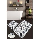 Chilai Home Lori 2'li Set Paspas Yıkanabilir Kaymaz Taban Banyo Halısı Klozet Takımı