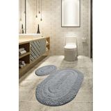 Chilai Home Macoroni Gri 2'li Set Cotton Banyo Halısı