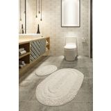 Chilai Home Macoroni Kemık 2'li Set Banyo Halısı Yıkanabilir, Kaymaz Taban Cotton Bpmk
