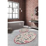 Chilai Home Makeup 2'li Set Banyo Halısı Paspas Seti, Klozet Takımı Djtbanyo - Renkli - 4448
