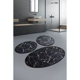 Chilai Home Marble Siyah 3'lü Set Banyo Paspası Klozet Takımı Djtbanyo