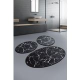 Chilai Home Marble Siyah Djt 3lü Set Banyo Paspası Klozet Takımı
