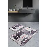 Chilai Home Meow Gri Djt 2li Set Klozet Takımı, Banyo Paspas Seti Halısı
