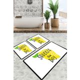 Chilai Home Mone Djt 3'lü Set Banyo Paspası Kaymaz Tabanlı Banyo Halısı Klozet Takımı