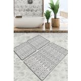 Chilai Home Order Djt 3'lü Set Banyo Paspası Kaymaz Tabanlı Banyo Halısı Klozet Takımı