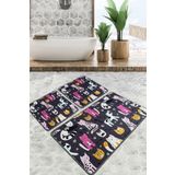 Chilai Home Park Cat Djt 3'lü Set Kaymaz Tabanlı Banyo Halısı Klozet Takımı