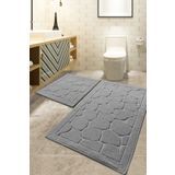 Chilai Home Parma Cotton Gri 2'li 60x100 cm 50x60 cm Banyo Paspas Seti