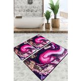 Chilai Home Pastry Djt 3'lü Set Kaymaz Tabanlı Banyo Halısı Klozet Takımı